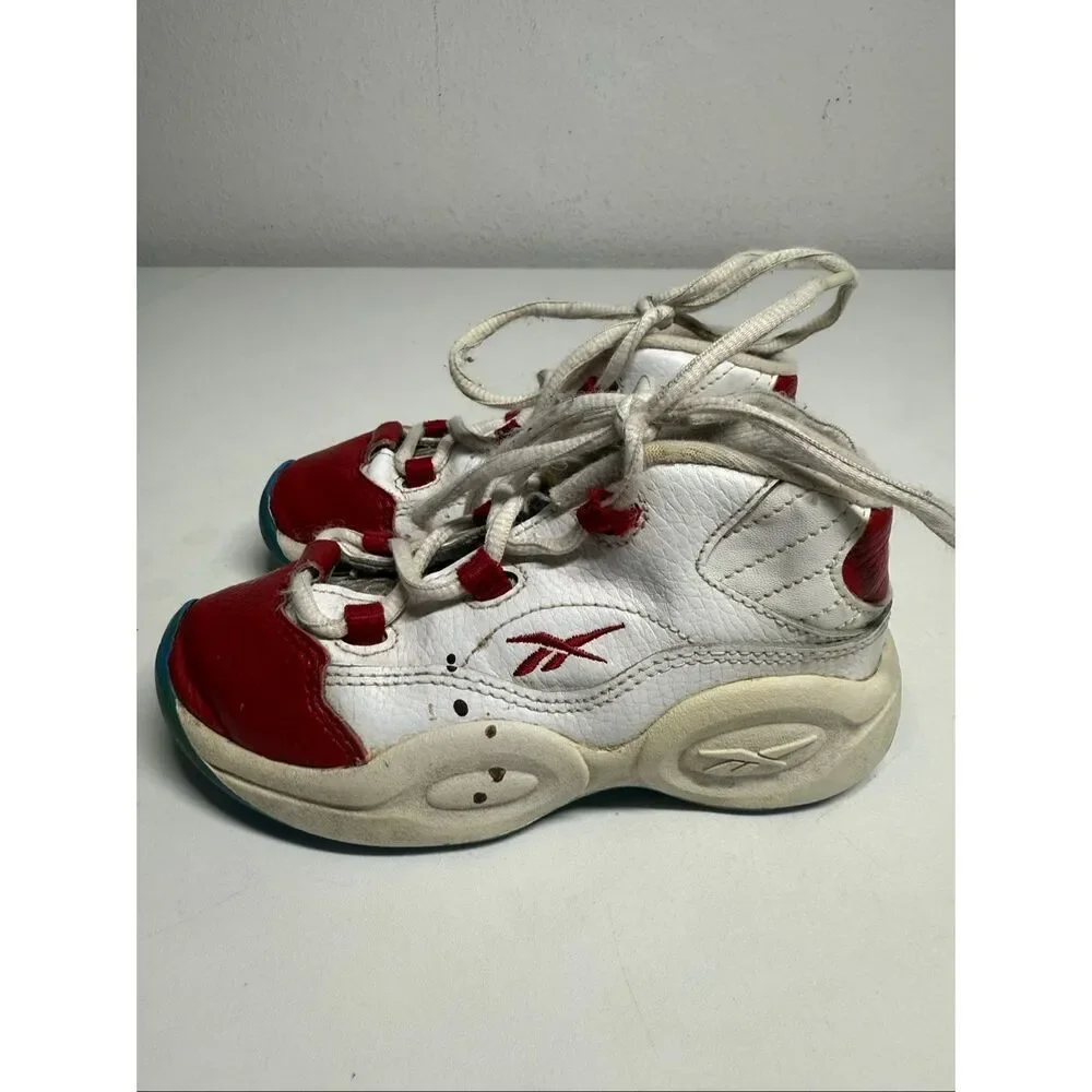 REEBOK QUESTION MID INFANT/TODDLER RED WHITE Size 9